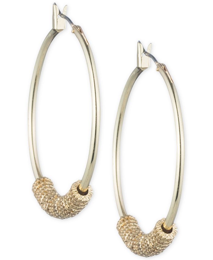 Lauren Ralph Lauren Two-Tone Beaded Hoop Earrings - Macy's
