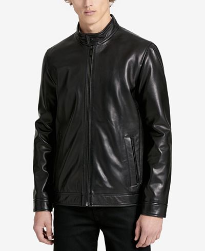 Calvin Klein Men's Classic Leather Jacket - Coats & Jackets - Men - Macy's