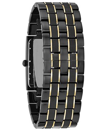 Bulova Men s Diamond Accent Black and Gold Tone Stainless Steel
