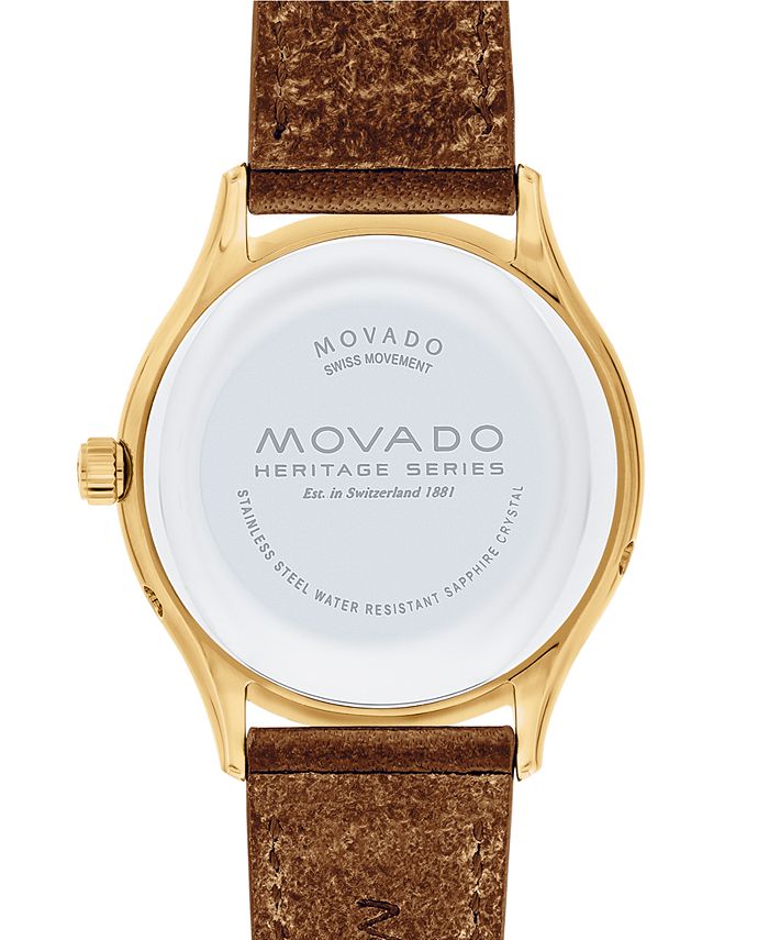 Movado Heritage Celestograf Navy Blue Dial Brown Leather Strap Watch For Women - 3650010