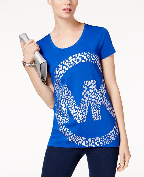 Michael Kors Leo Metallic Logo Print T Shirt Created For Macy S