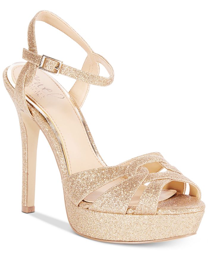 Jewel Badgley Mischka Alyssa Glittered Platform Evening Sandals - Macy's