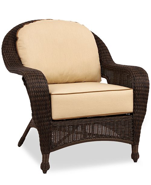 Furniture Monterey Wicker Outdoor Club Chair with Sunbrella® Cushions, Created for Macy&#39;s ...