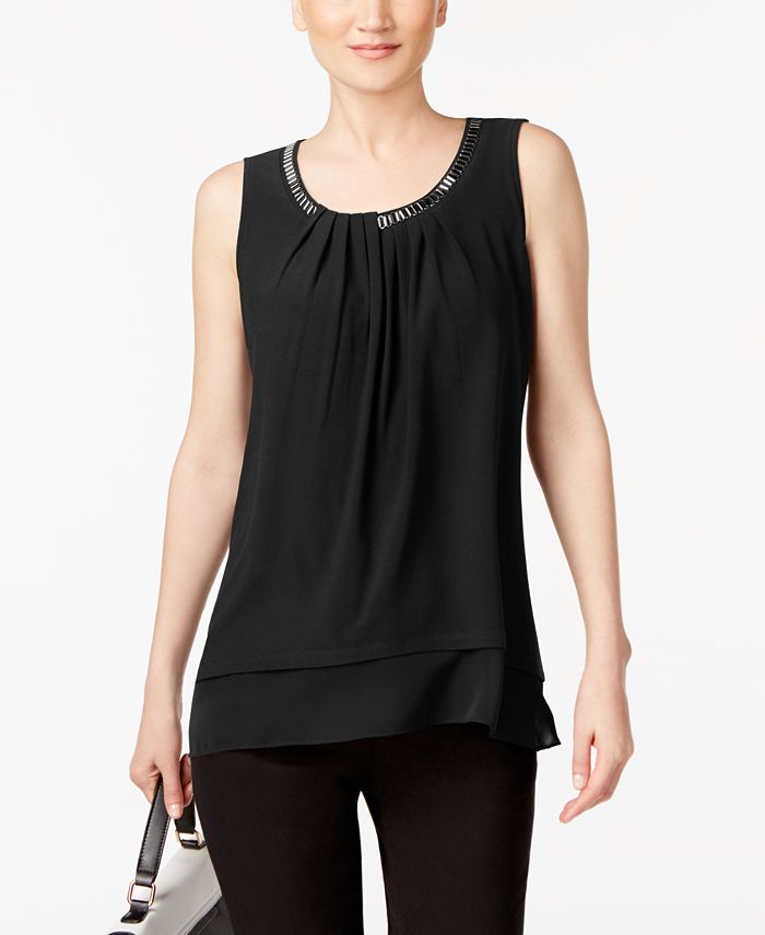 Alfani Petite Layered-Look Chain-Neck Top, Created for Macy's & Reviews ...