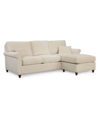 Lidia 82" Fabric 2-Pc. Chaise Sectional Queen Sleeper Sofa with Storage Ottoman, Created for Macy's
