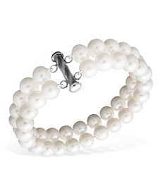 Pearl Bracelet, Sterling Silver Cultured Freshwater Pearl Two Row (8-1/2-9-1/2mm)