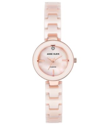 Anne Klein - Women's Diamond-Accent Light Pink Ceramic Bracelet Watch 24mm