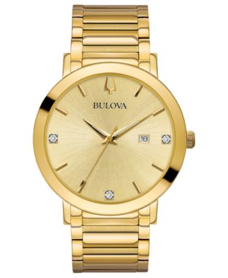 Bulova Men's Futuro Diamond Dress Diamond-Accent Gold-Tone Stainless Steel  Bracelet Watch 42mm - Macy's