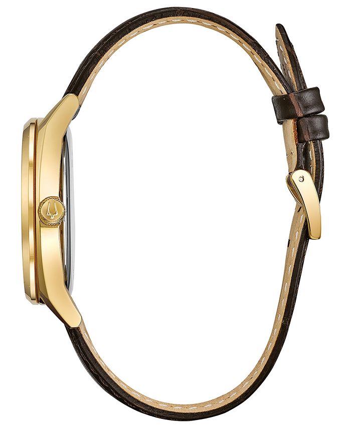 Bulova Men's Brown Leather Strap Watch 39mm Macy's