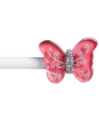 Kenney - Butterfly 5/8" Kids Window Curtain Rod, 28"-48", Pink