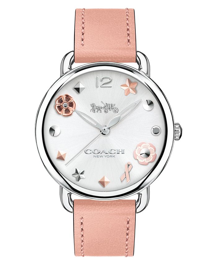 COACH Women's Delancey Pink Leather Strap Watch 36mm & Reviews - Macy's