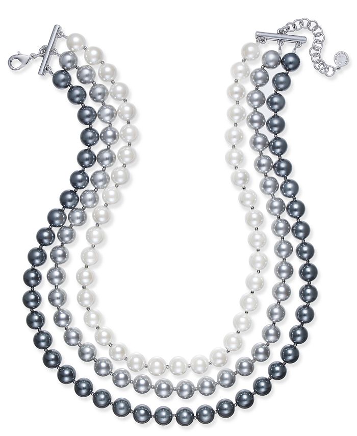 Charter Club Imitation Pearl Ombré ThreeRow Collar Necklace, Created