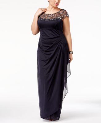 Xscape Plus Size Embellished Handkerchief-Hem Dress - Dresses ...