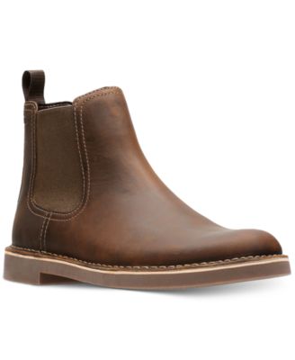 Clarks Desert Boot Bushacre 3 Chelsea – Stivali Uomo In Pelle, Slip-On Con Pannelli Elastici, Suola In Gomma, Colore Marrone Scuro