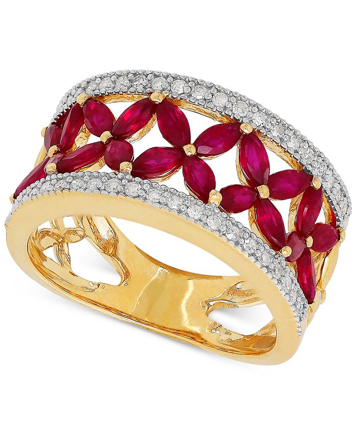 Macy's Certified Ruby (2 ct. t.w.) & Diamond (1/5 ct. t.w.) Ring in 14k ...