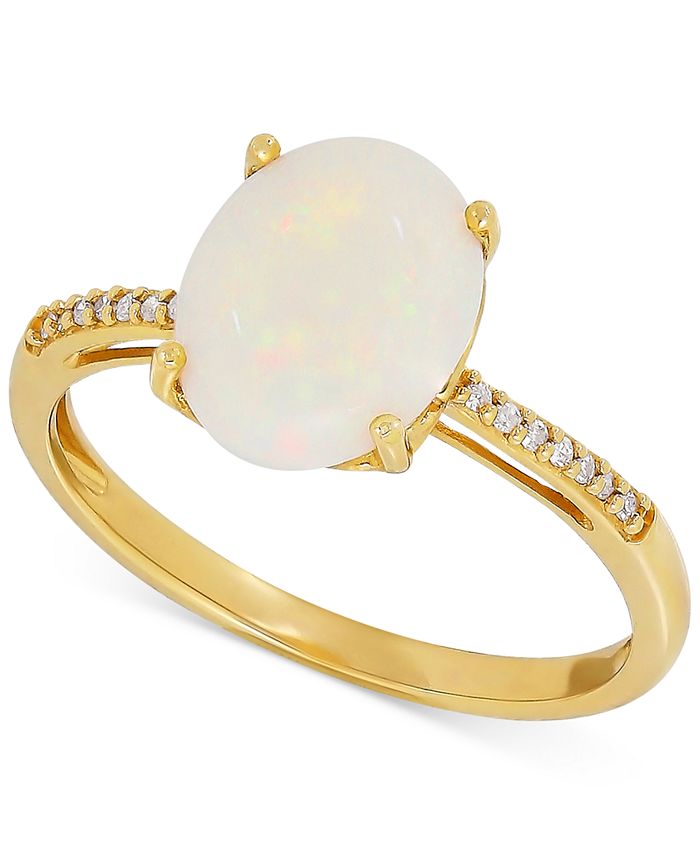 Macy's Opal (1-5/8 ct. t.w.) & Diamond Accent Ring in 14k Gold - Macy's