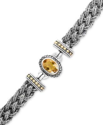 EFFY Collection - Citrine Braided Bracelet (5-3/8 ct. t.w.) in Sterling Silver & 18k Gold