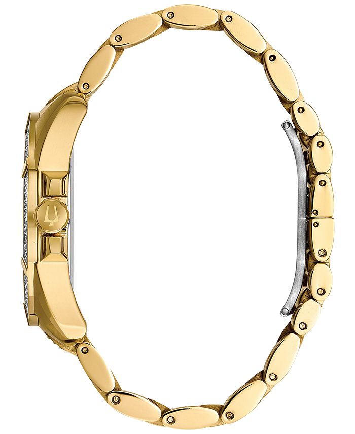Bulova Men's Crystal Dress Gold-Tone Stainless Steel & Crystal-Accent ...