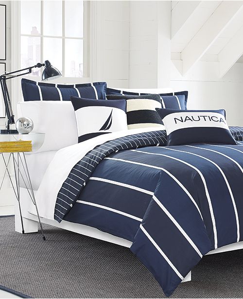 Nautica Knots Bay Cotton Reversible 2 Pc Twin Duvet Cover Set