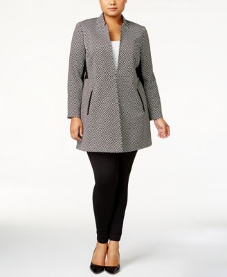 plus size herringbone coat