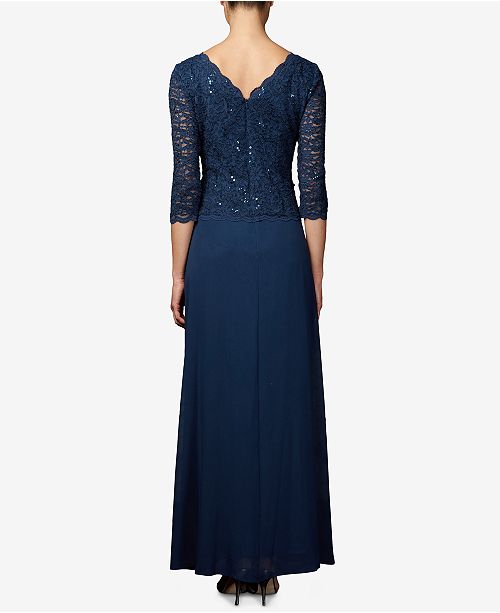 alex evenings sequined lace gown
