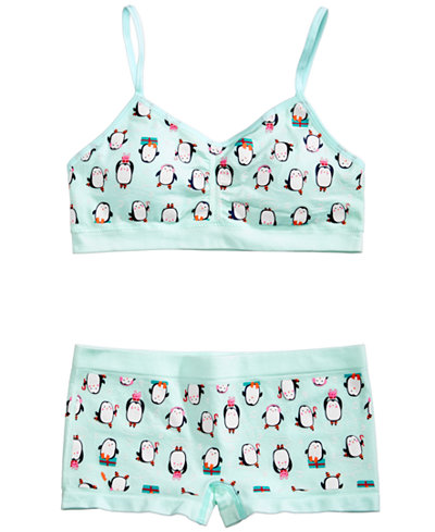 Maidenform Penguin-Print Crop Bra & Minishort Underwear ...