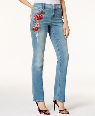 I.N.C. Petite Embroidered Embellished Jeans, Created for Macy's - Jeans ...