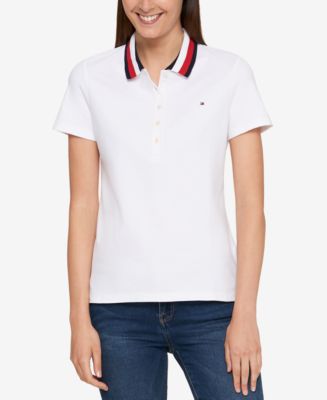 Tommy Hilfiger Striped-Collar Polo Top, Created for Macy's - Macy's