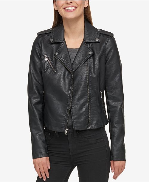 Levi's Faux-Leather Moto Jacket - Jackets - Women - Macy's