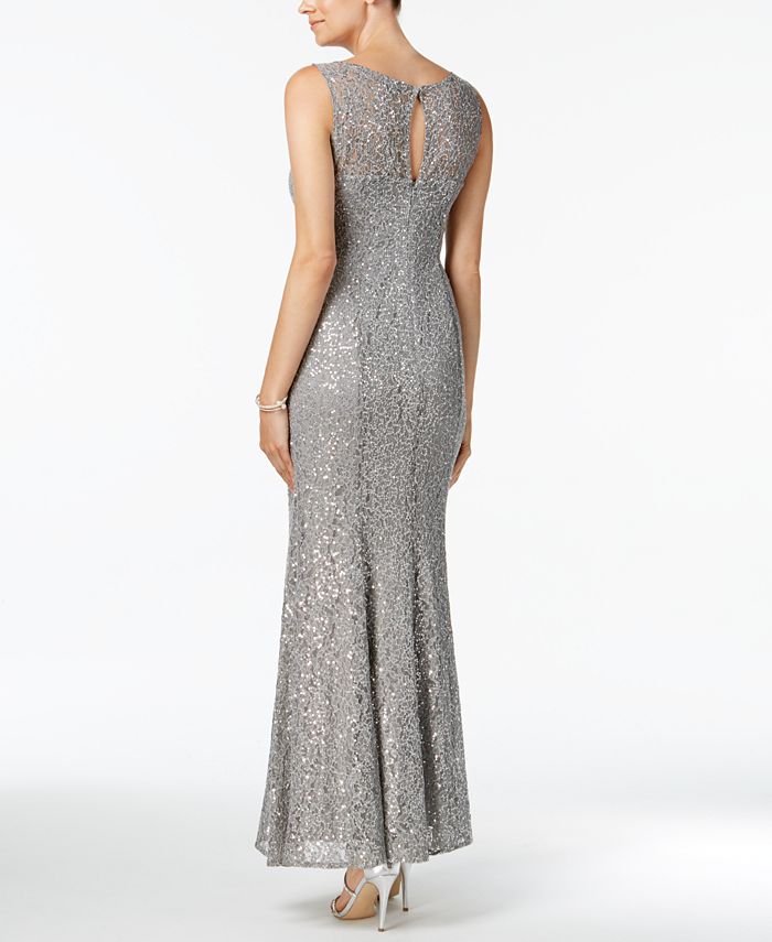 SL Fashions Sequined Lace Gown - Macy's