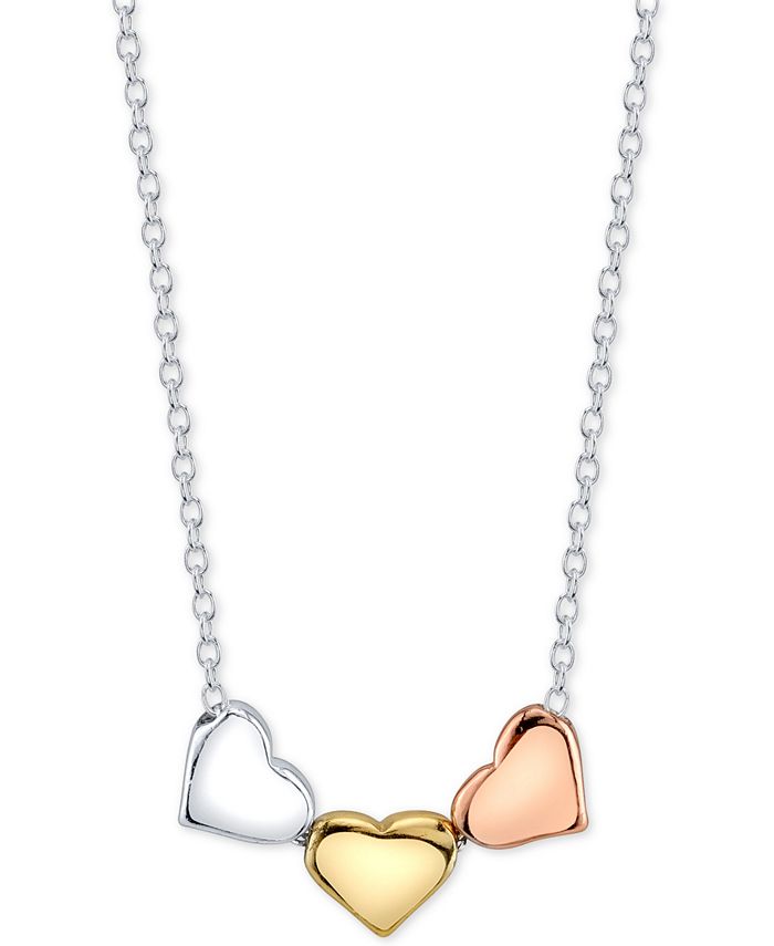 Triple heart necklace silver clearance