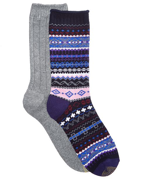 Gold Toe Women's 2Pk. Ribbed & Multicolor Fair Isle Boot Socks