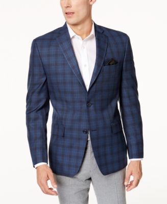 Michael Kors Michael Kors Men's Classic-Fit Blue & Gray Plaid Sport ...