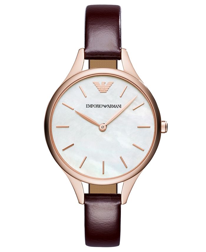 Emporio Armani Women s Burgundy Leather Strap Watch 32mm Macy s