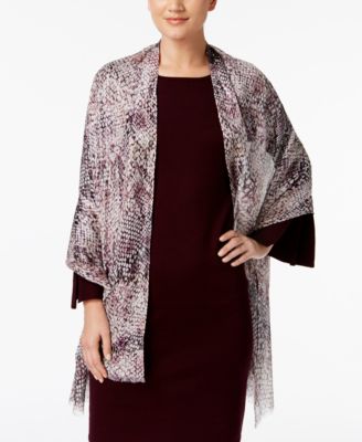 Calvin Klein - Liquid Metallic Snake-Print Wrap & Scarf in One