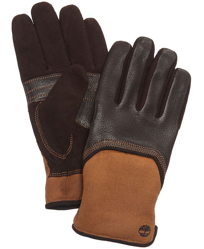 Timberland Men's Leather & Waxed Canvas Gloves Macy's