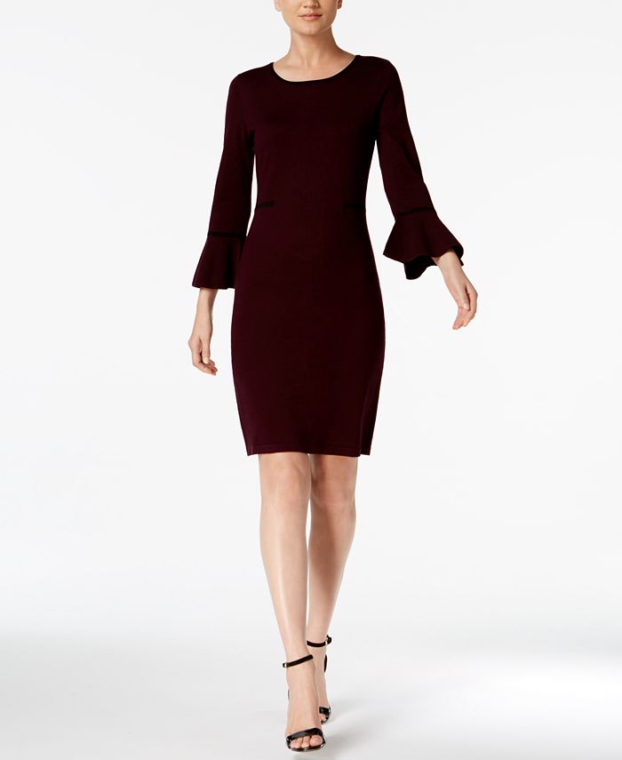 Calvin Klein Bell-Sleeve Sweater Dress - Macy's