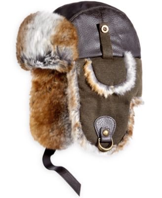 Woolrich - Men's Faux Leather & Canvas Trooper Hat