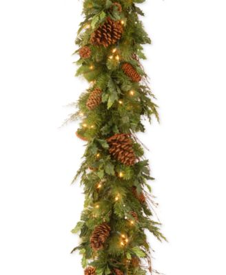 National Tree Company - 6' Decorative Collection Juniper Mix Pine Garland with 100 LED Lights
