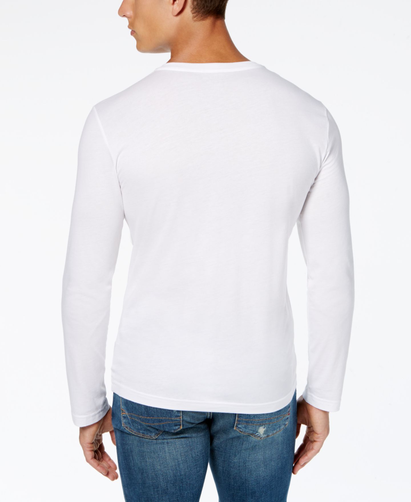 Мужская футболка Lacoste V-Neck Casual Long Sleeve Jersey, цвет: 001 Белый — фото 2