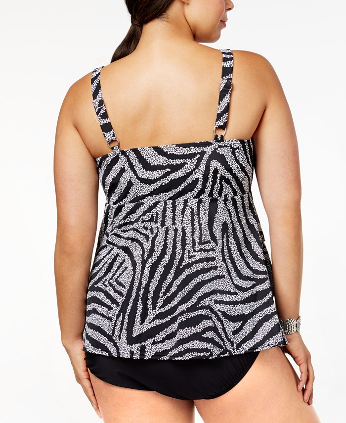 Swim Solutions Plus Size ZebraPrint TummyControl OnePiece Swimsuit