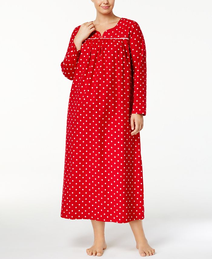 Charter Club Plus Size Printed Flannel Cotton Nightgown, Created for ...