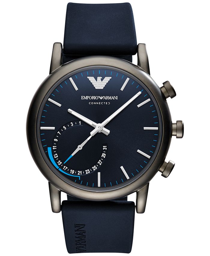 Emporio Armani Men s Connected Blue Rubber Strap Hybrid Smart
