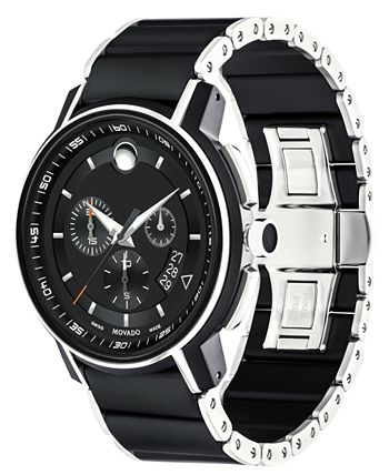 Movado Men s Swiss Chronograph Strato Silver Tone Black PVD