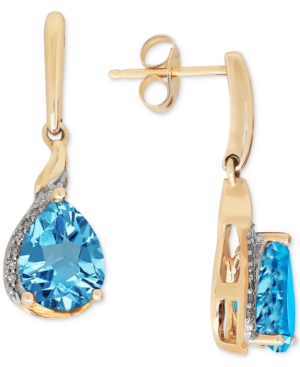 image of Blue Topaz(2-3/8 ct. t.w.) & Diamond Accent Drop Earrings in 14k Gold