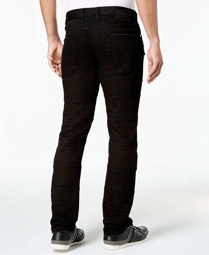 GUESS Men's SlimFit Tapered Stitch Black Ripped Stretch Jeans Macy's