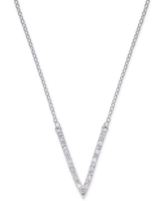 Macy's - Diamond "V" Necklace (1/10 ct. t.w.) in Sterling Silver