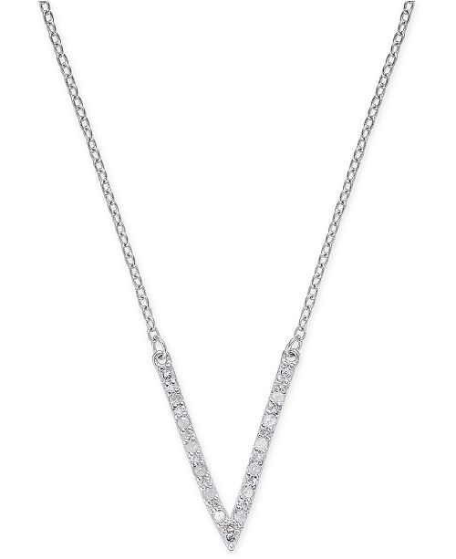 Macy's Diamond "V" Necklace (1/10 ct. t.w.) in Sterling Silver