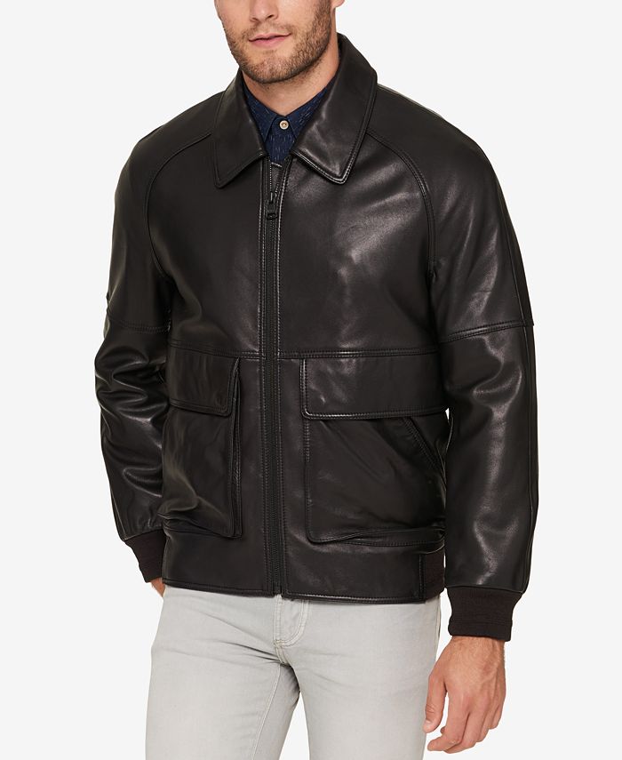 Marc New York Men's Leather Bomber Jacket - Macy's