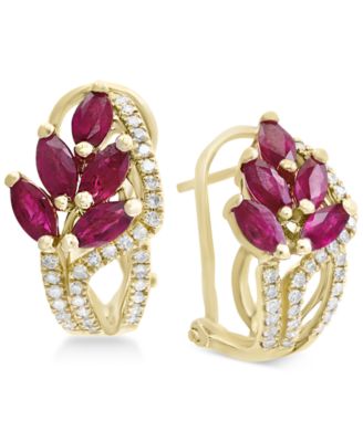 EFFY Collection - Certified Ruby (2-1/5 ct. t.w.) & Diamond (1/3 ct. t.w.) Drop Earrings in 14k Gold